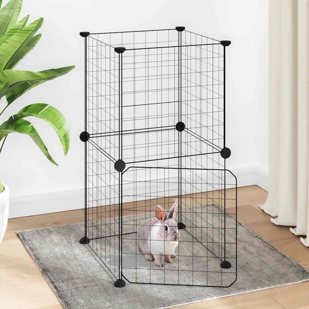 Vidaxl Pets Cage con puerta 8 paneles 35x35 cm de acero negro
