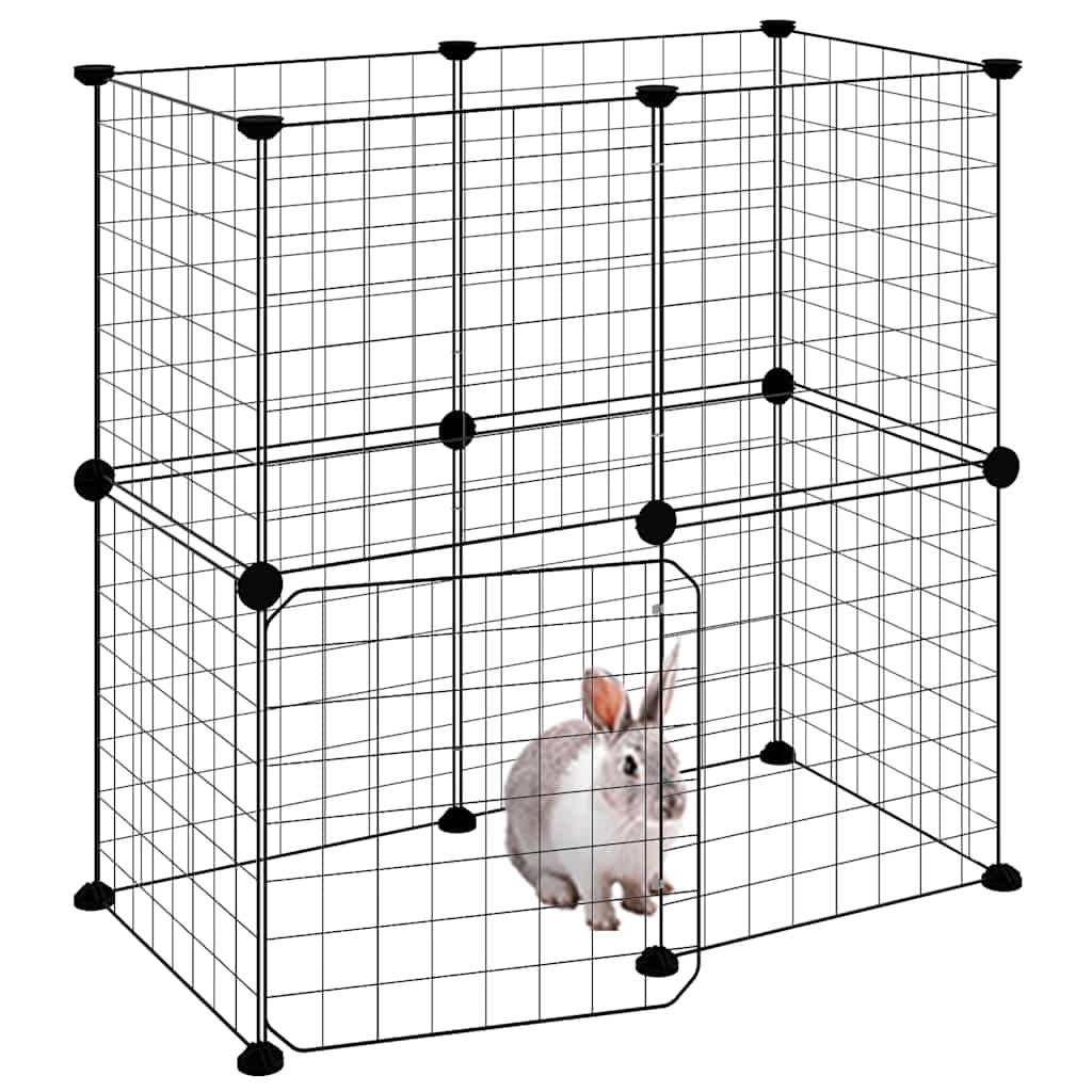 Vidaxl Pets Cage con puerta 12 paneles 35x35 cm de acero negro