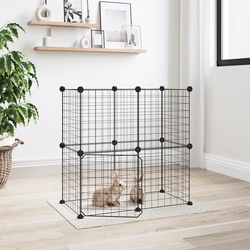 Vidaxl Pets Cage con puerta 12 paneles 35x35 cm de acero negro