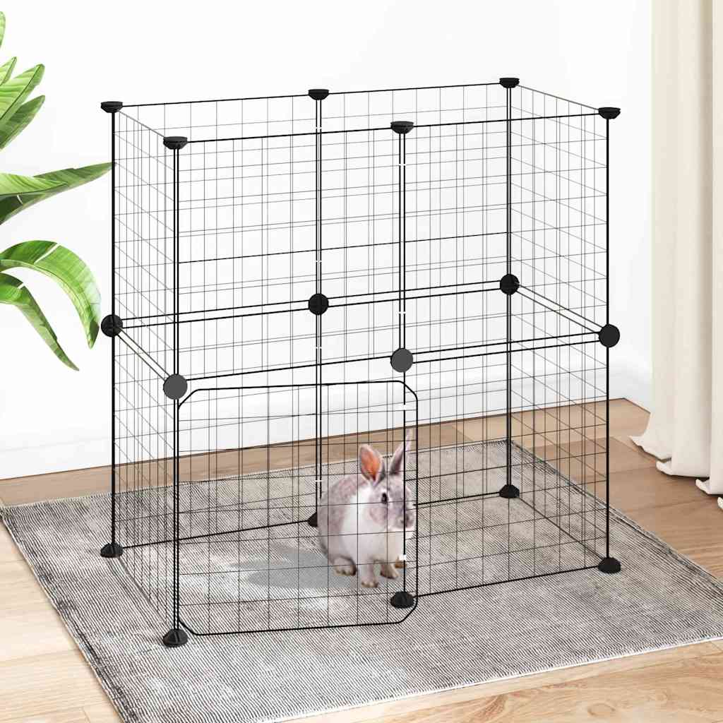 Vidaxl Pets Cage con puerta 12 paneles 35x35 cm de acero negro