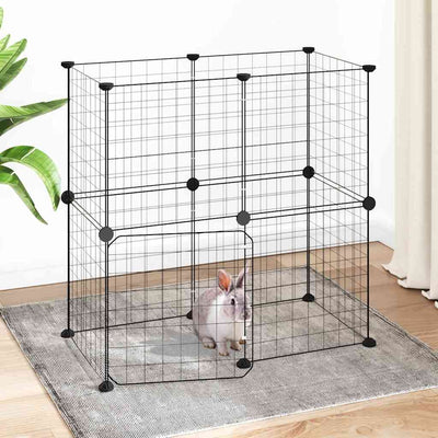 Vidaxl Pets Cage con puerta 12 paneles 35x35 cm de acero negro