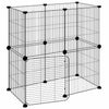 Vidaxl huisdierenkooi met deur 12 panelen 35x35 cm staal zwart
