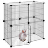 Vidaxl huisdierenkooi met deur 12 panelen 35x35 cm staal zwart