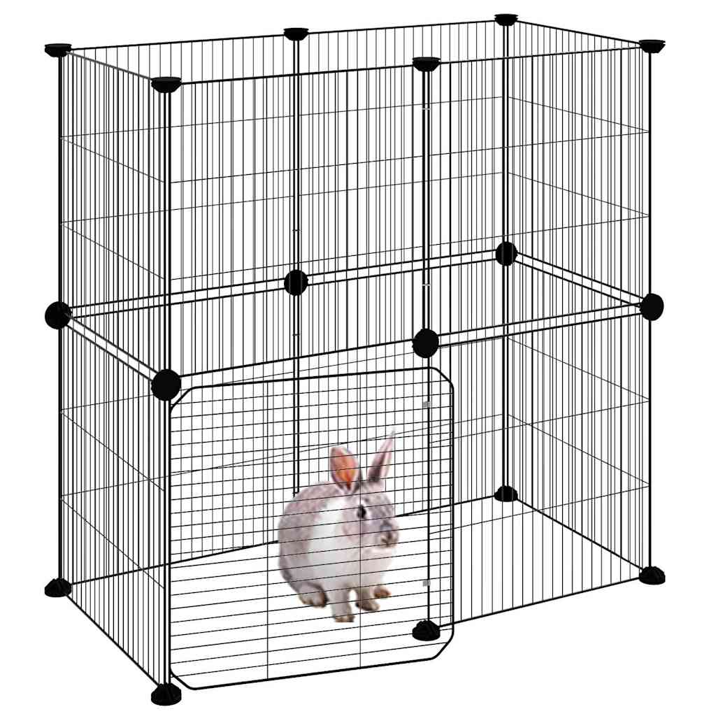 Vidaxl Pets Cage con puerta 12 paneles 35x35 cm de acero negro