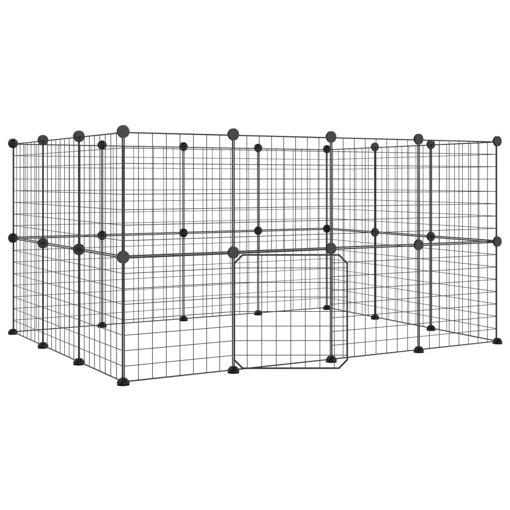 Vidaxl Pets Cage con puerta 28 paneles 35x35 cm de acero negro