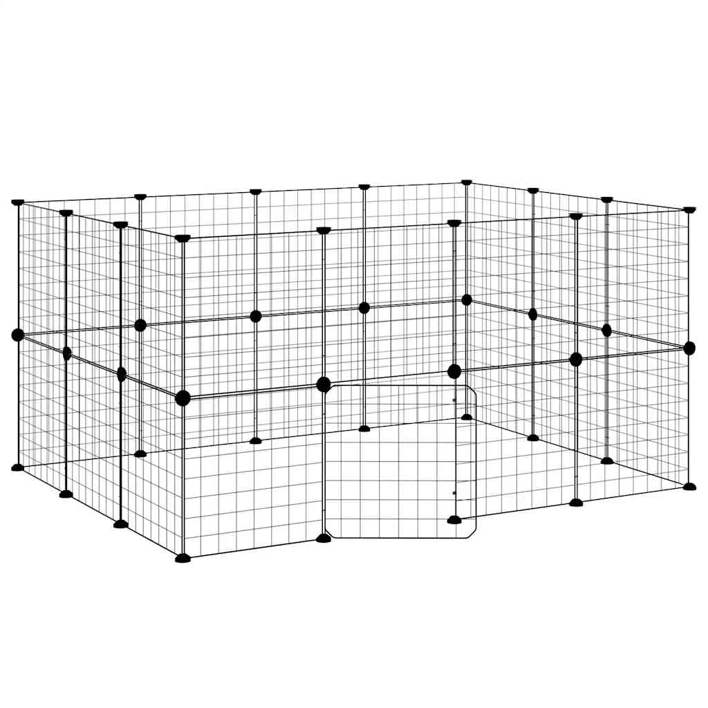 Vidaxl Pets Cage con puerta 28 paneles 35x35 cm de acero negro