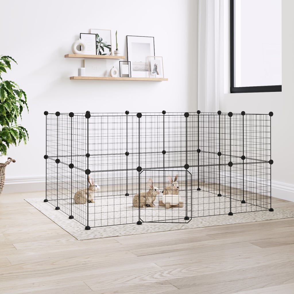 Vidaxl Pets Cage con puerta 28 paneles 35x35 cm de acero negro