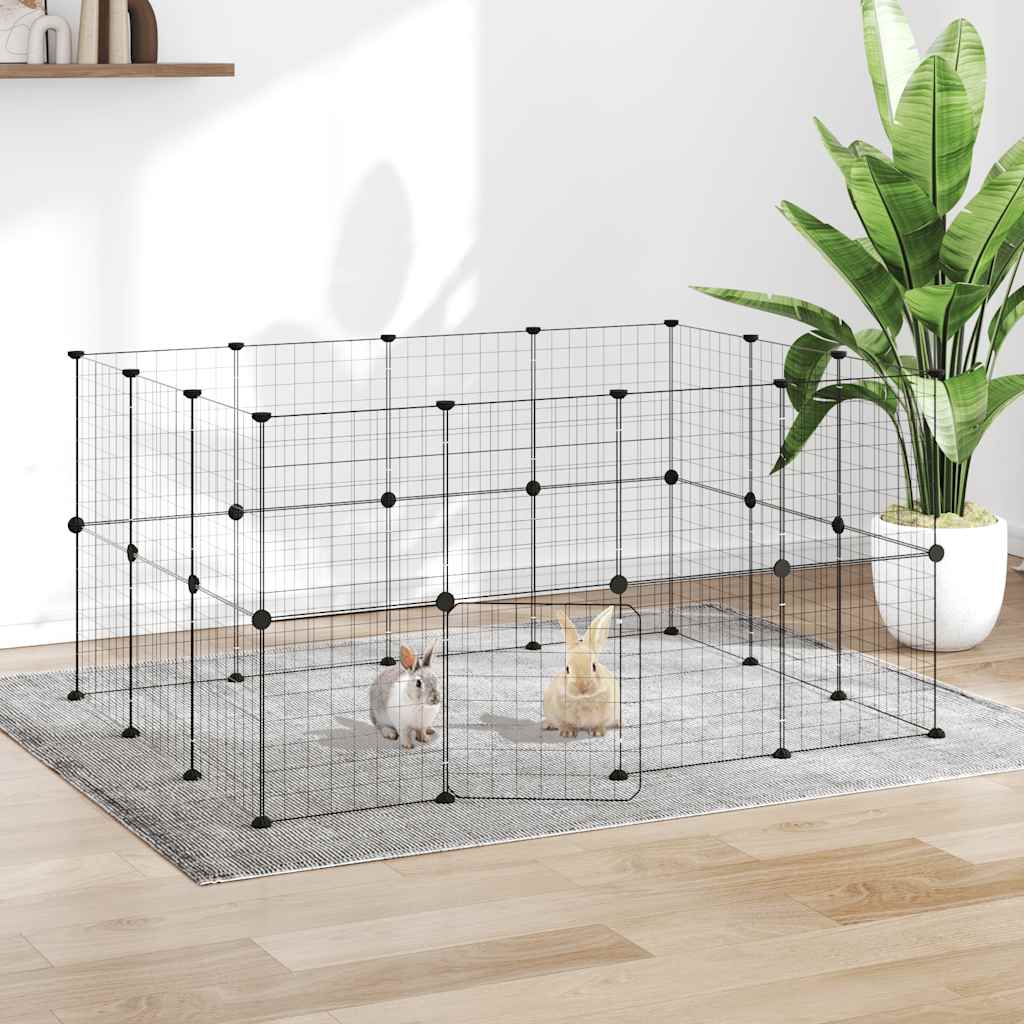 Vidaxl Pets Cage con puerta 28 paneles 35x35 cm de acero negro