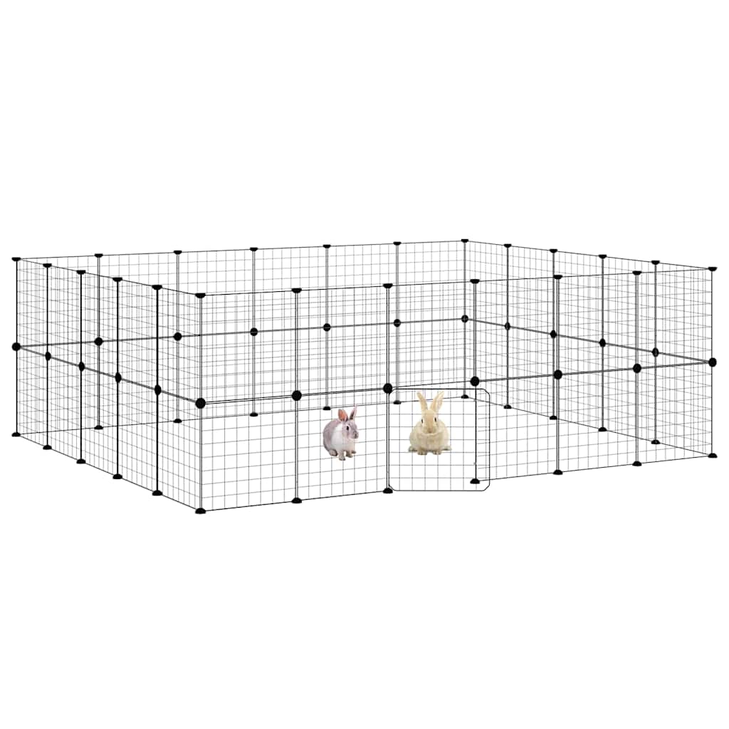 Vidaxl PETS Gabbia con porta 44 pannelli 35x35 cm in acciaio nero