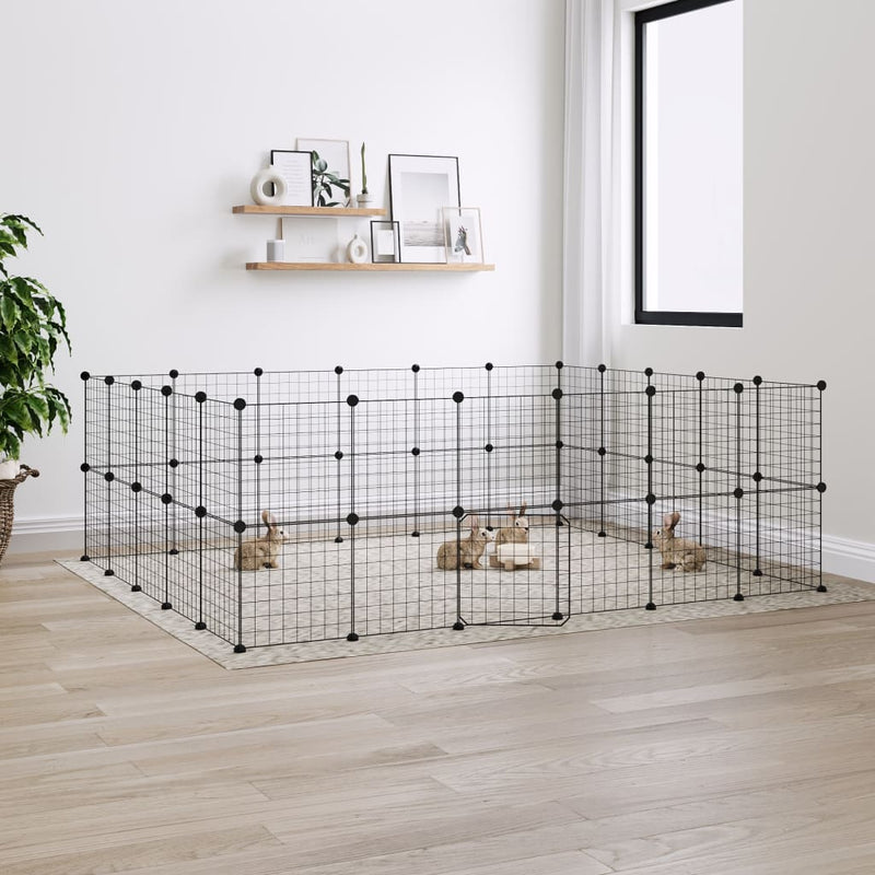 Vidaxl Pets Cage con puerta 44 paneles 35x35 cm de acero negro