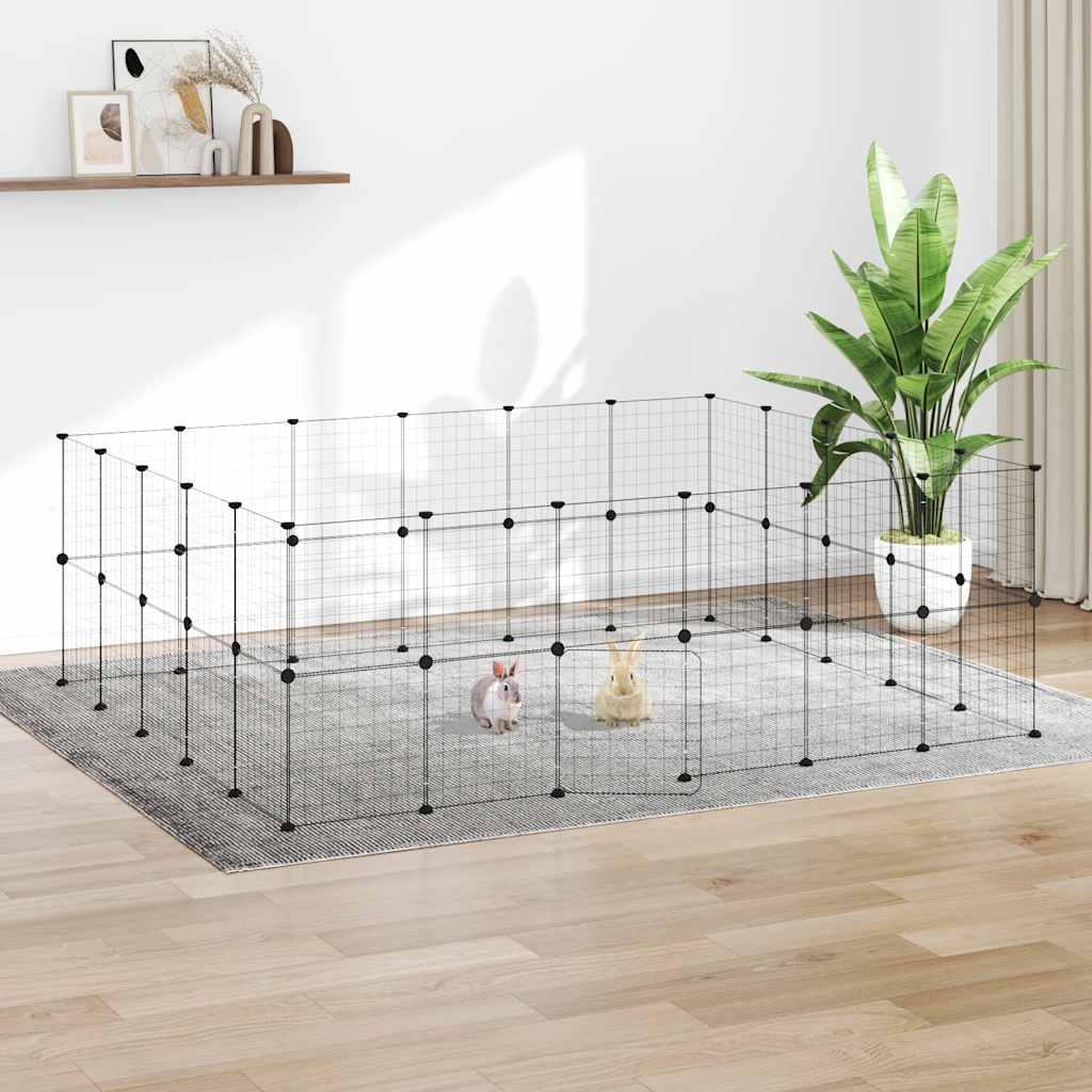 Vidaxl Pets Cage con puerta 44 paneles 35x35 cm de acero negro