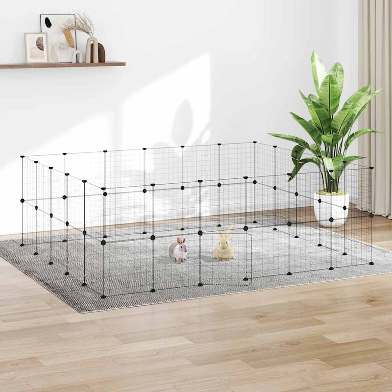 Vidaxl PETS Gabbia con porta 44 pannelli 35x35 cm in acciaio nero