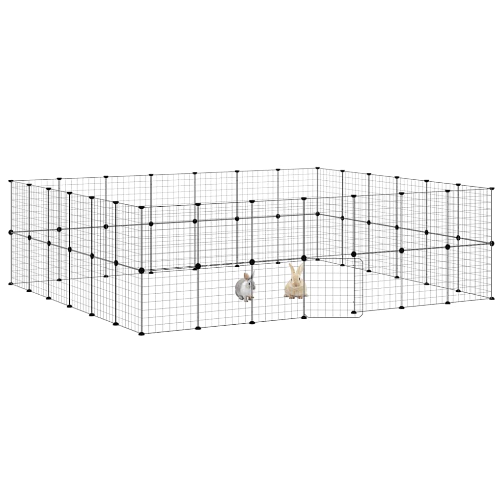 Vidaxl PETS Gabbia con porta 52 pannelli 35x35 cm in acciaio nero