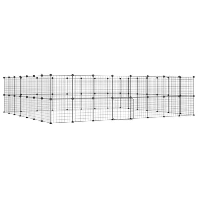 VidaXL Huisdierenkooi met deur 60 panelen 35x35 cm staal zwart