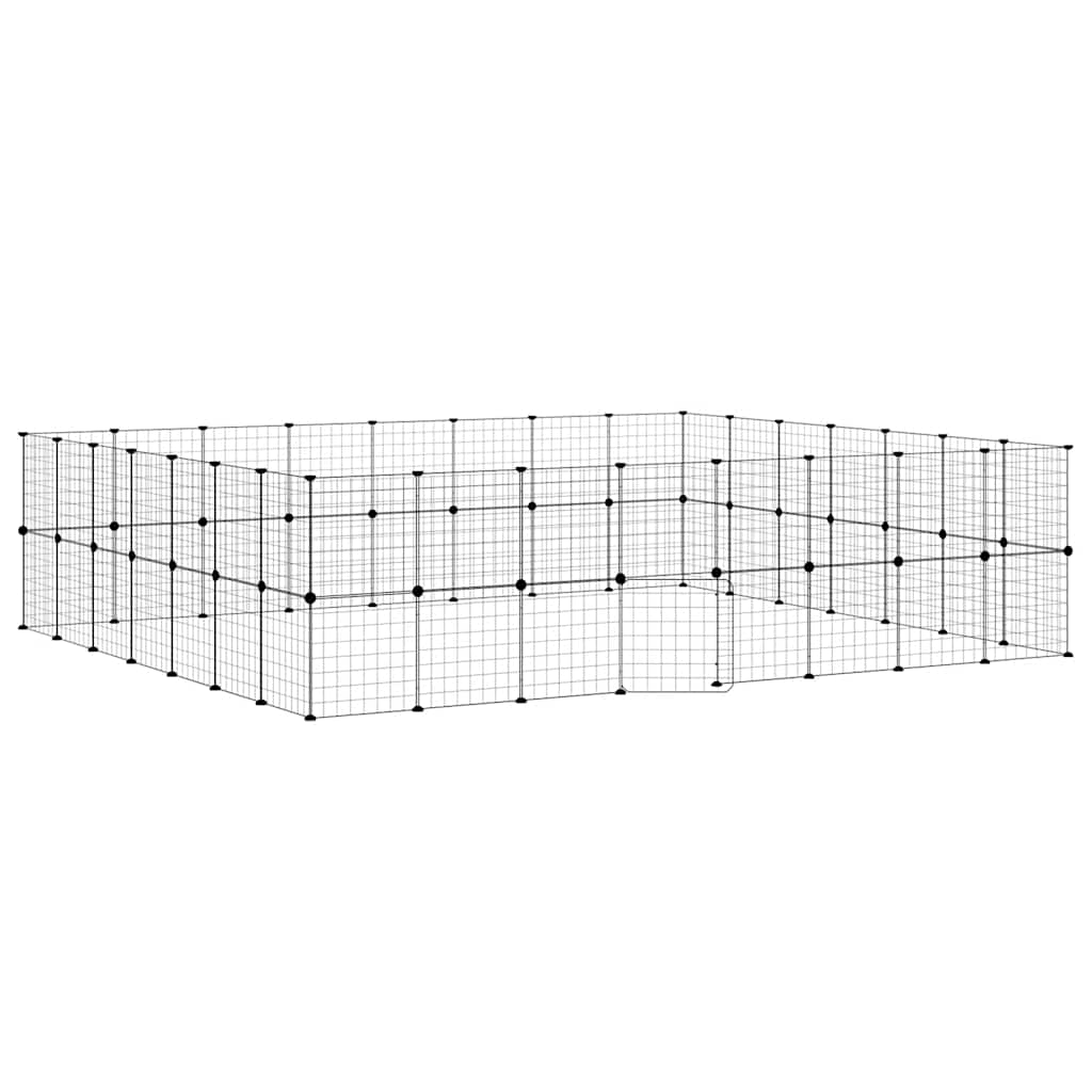 Vidaxl huisdierenkooi met deur 60 panelen 35x35 cm staal zwart