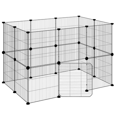 Vidaxl Pets Cage con puerta 20 paneles 35x35 cm de acero negro
