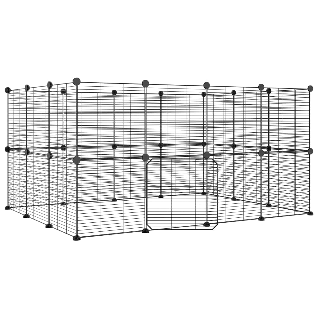 Vidaxl Pets Cage con puerta 28 paneles 35x35 cm de acero negro