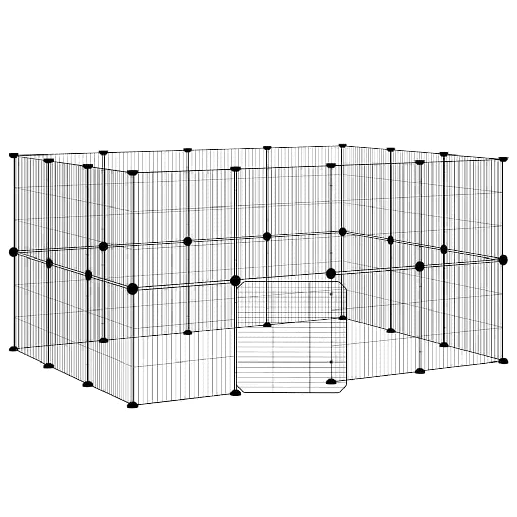 Vidaxl Pets Cage con puerta 28 paneles 35x35 cm de acero negro