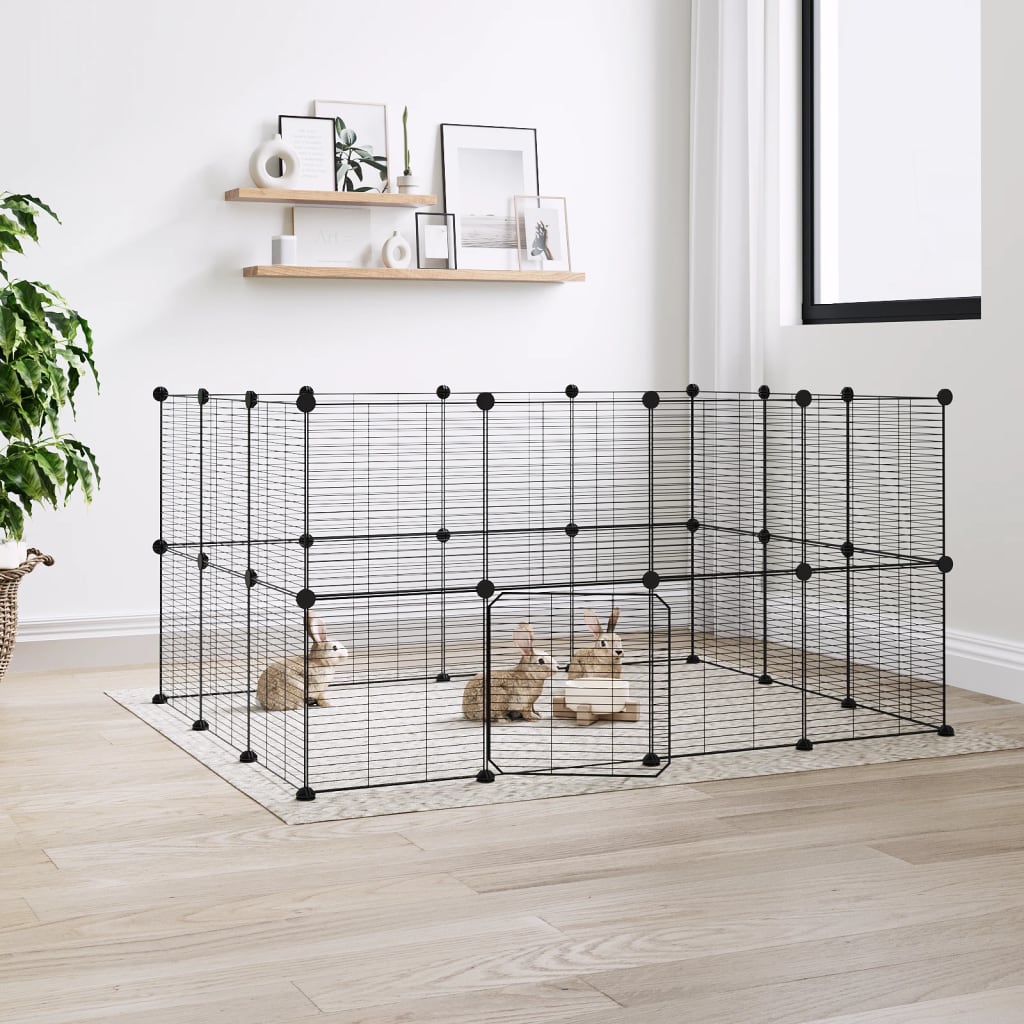 Vidaxl Pets Cage con puerta 28 paneles 35x35 cm de acero negro