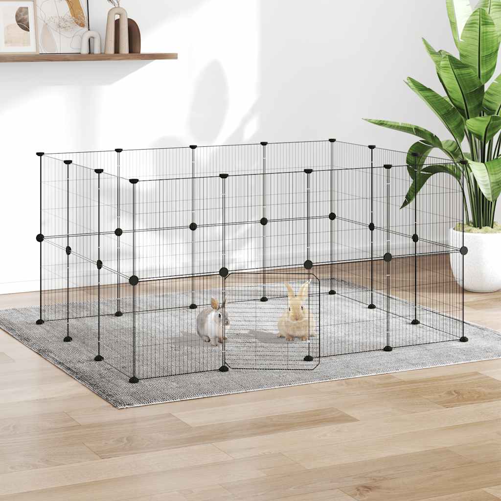 Vidaxl Pets Cage con puerta 28 paneles 35x35 cm de acero negro