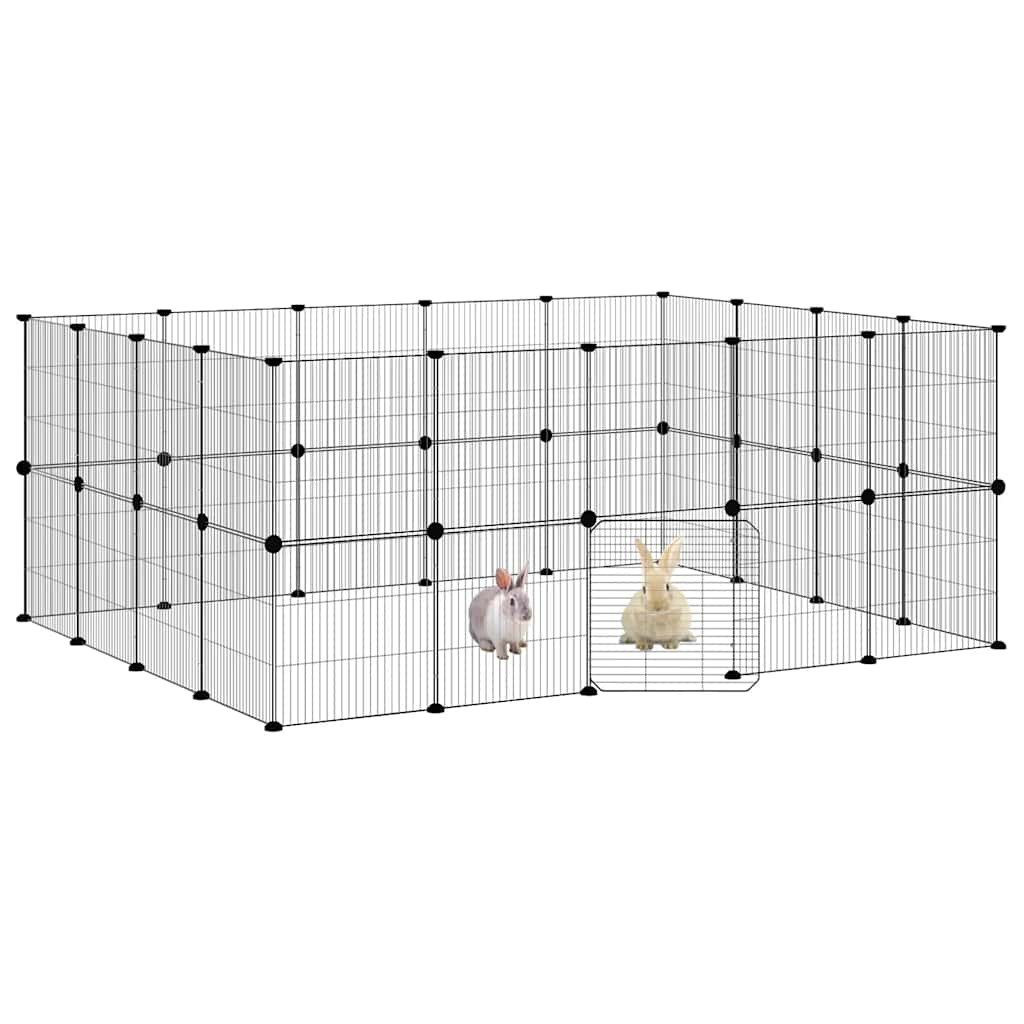 Vidaxl Pets Cage con puerta 36 paneles 35x35 cm de acero negro