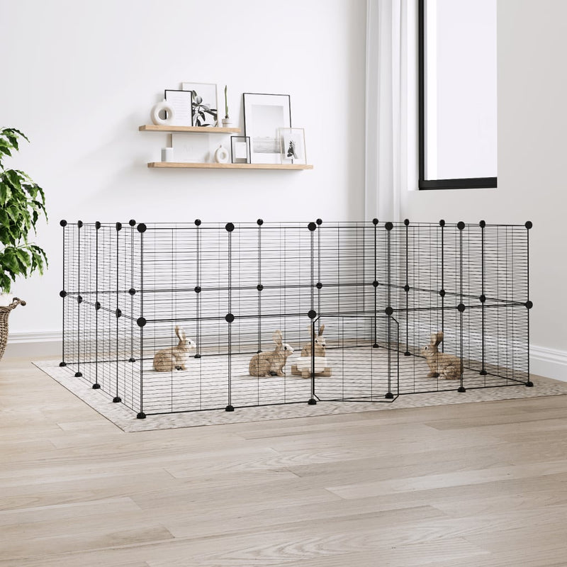 Vidaxl Pets Cage con puerta 36 paneles 35x35 cm de acero negro