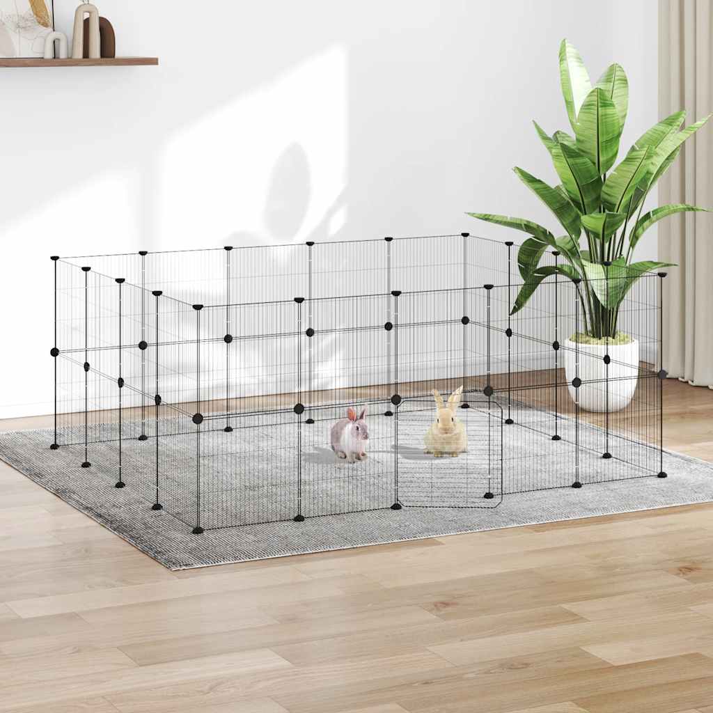Vidaxl Pets Cage con puerta 36 paneles 35x35 cm de acero negro