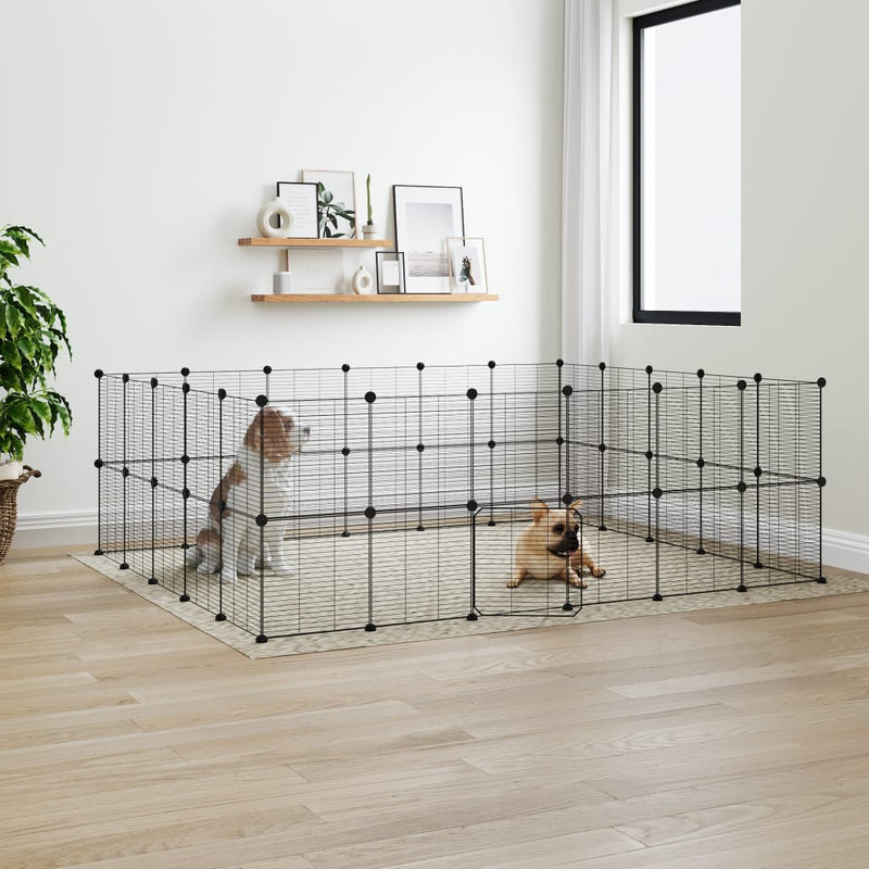 Vidaxl Pets Cage con puerta 44 paneles 35x35 cm de acero negro