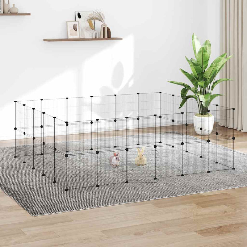 Vidaxl PETS Gabbia con porta 44 pannelli 35x35 cm in acciaio nero