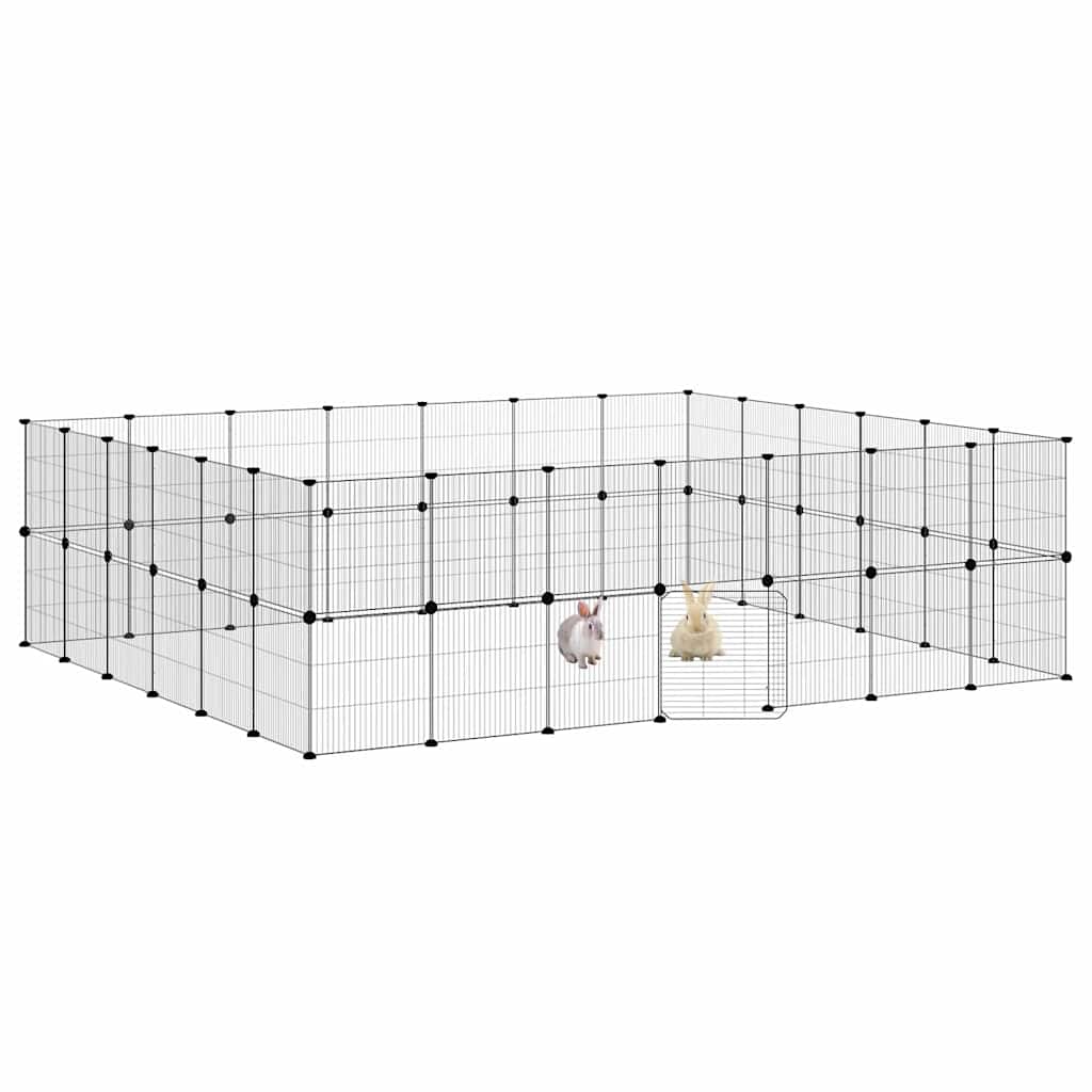 Vidaxl PETS Gabbia con porta 52 pannelli 35x35 cm in acciaio nero