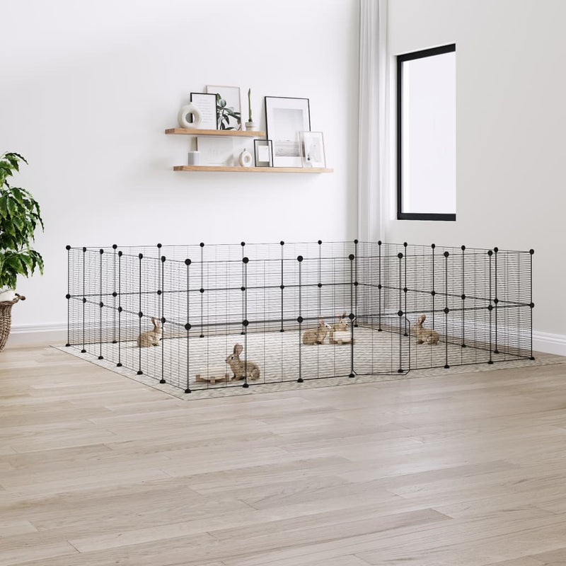 Vidaxl Pets Cage con puerta 52 paneles 35x35 cm de acero negro
