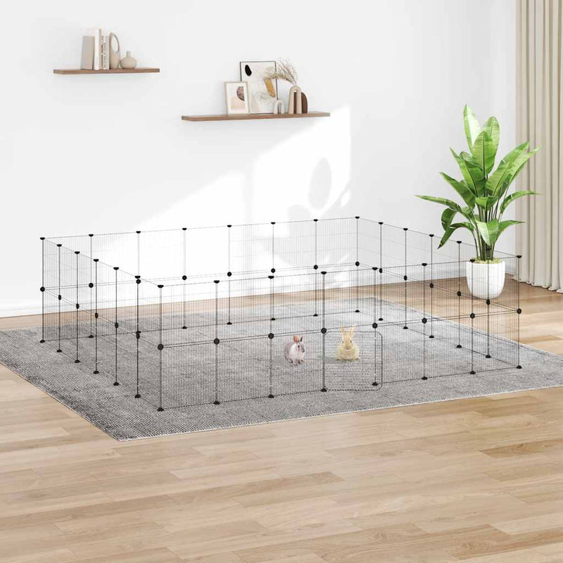 Vidaxl PETS Gabbia con porta 52 pannelli 35x35 cm in acciaio nero