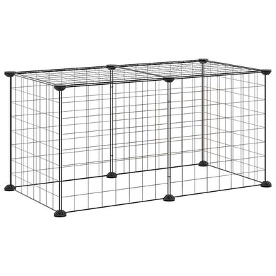 Vidaxl huisdierenkooi met 8 panelen 35x35 cm staal zwart