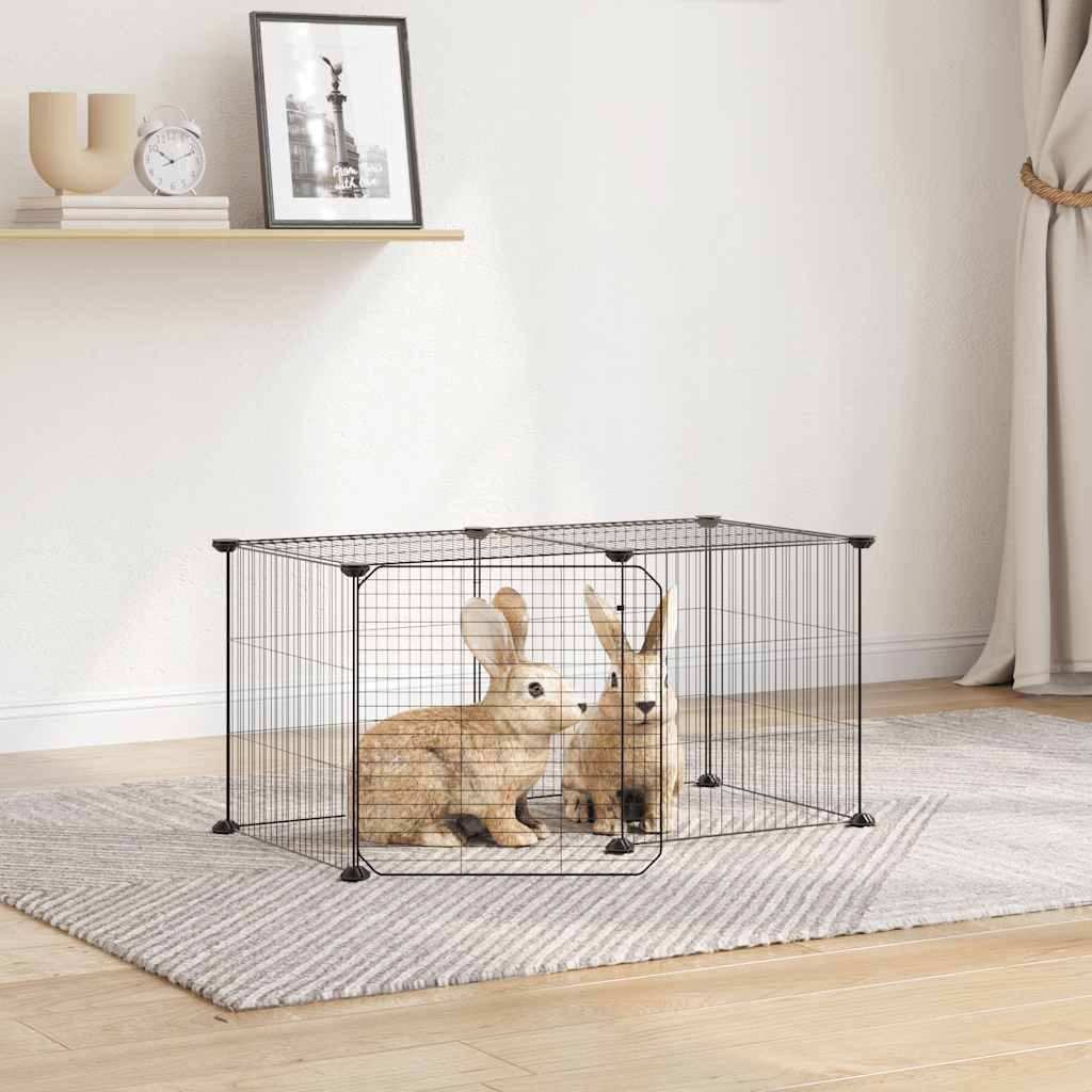 Vidaxl PETS Gabbia con porta 8 pannelli 35x35 cm Black