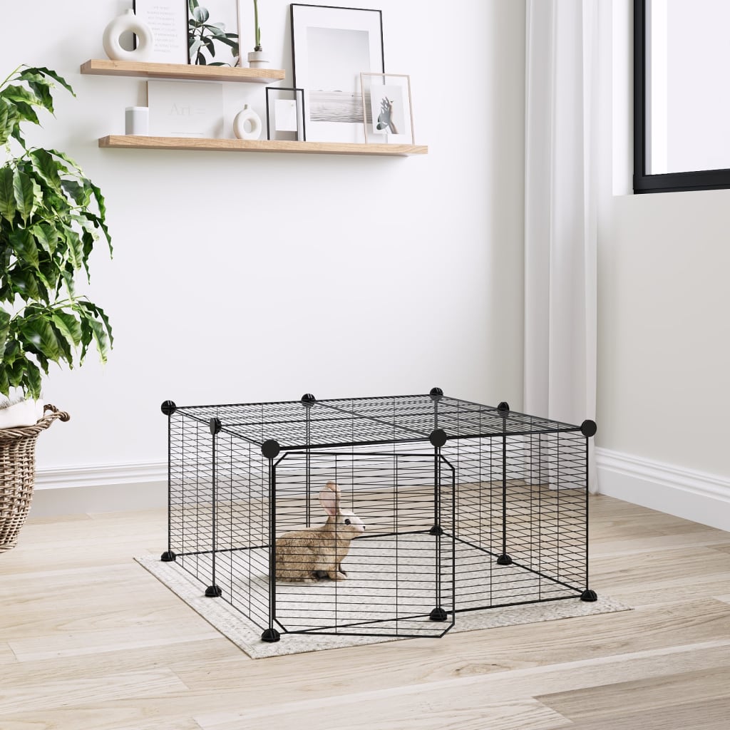 Vidaxl Pets Cage con puerta 12 paneles 35x35 cm de acero negro