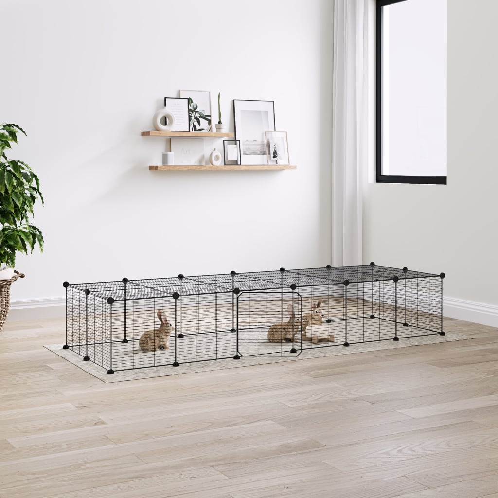 Vidaxl Pets Cage con puerta 28 paneles 35x35 cm de acero negro