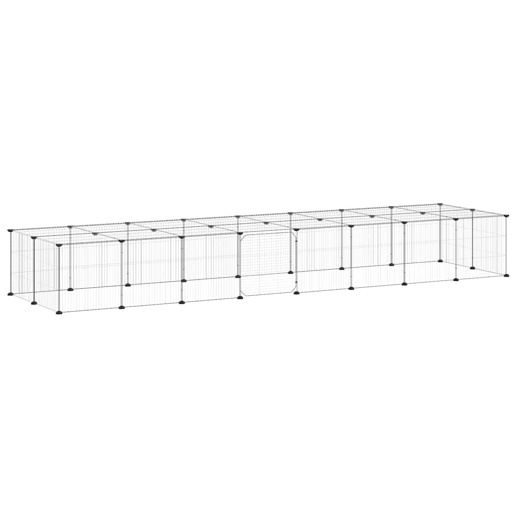 Vidaxl huisdierenkooi met deur 36 panelen 35x35 cm staal zwart