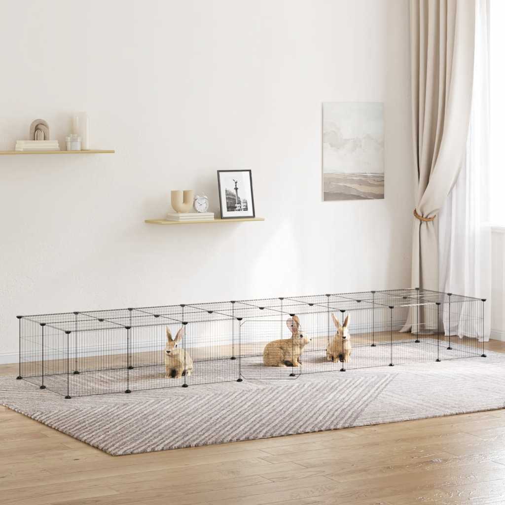 Vidaxl Pets Cage con puerta 36 paneles 35x35 cm de acero negro