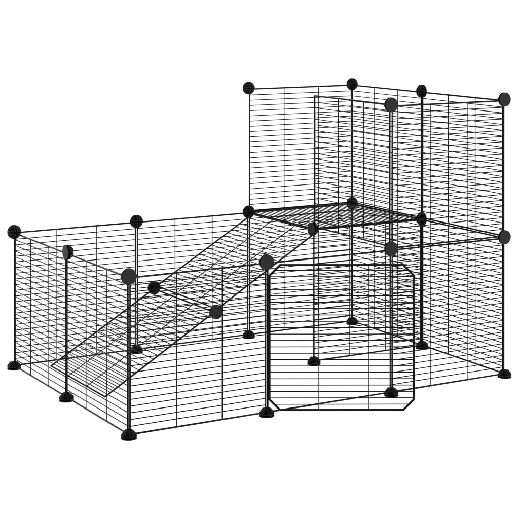 Vidaxl Pets Cage con puerta 20 paneles 35x35 cm de acero negro