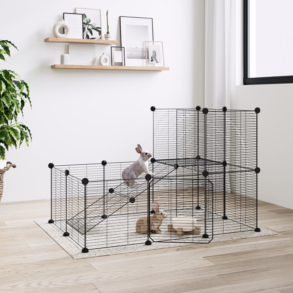 Vidaxl Pets Cage con puerta 20 paneles 35x35 cm de acero negro