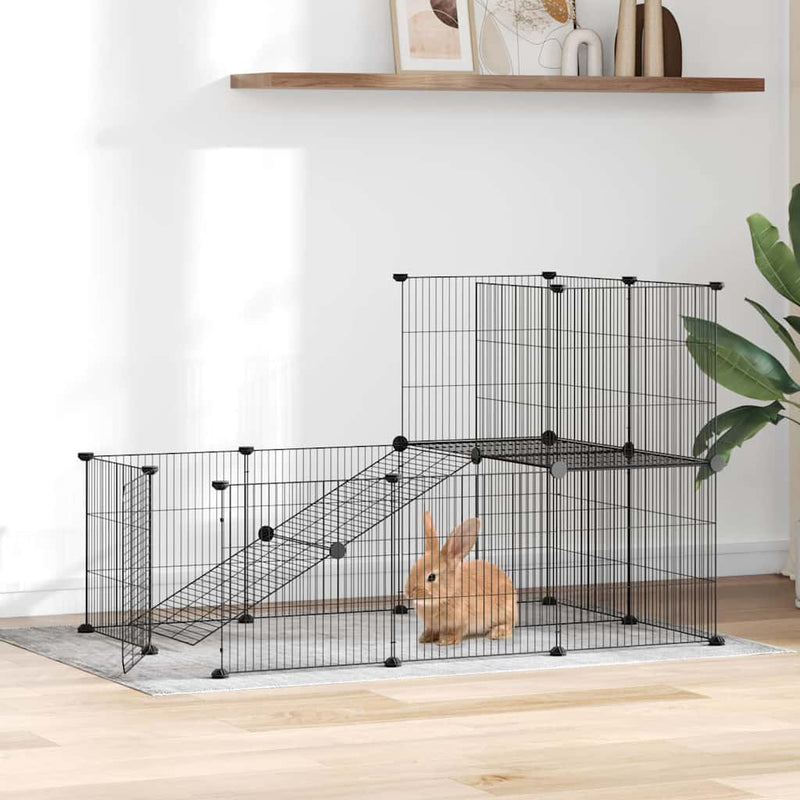 Vidaxl Pets Cage con puerta 20 paneles 35x35 cm de acero negro