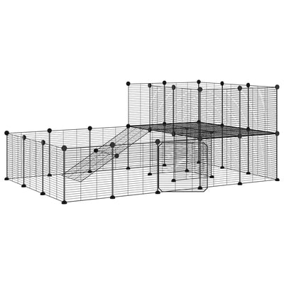 Vidaxl Pets Cage con puerta 36 paneles 35x35 cm de acero negro