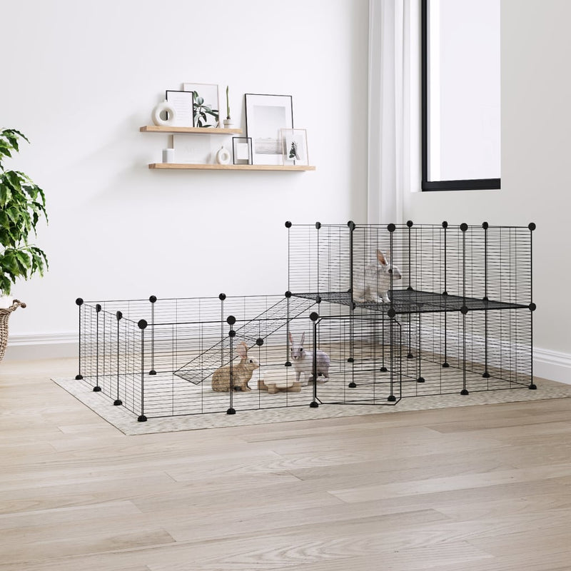 Vidaxl Pets Cage con puerta 36 paneles 35x35 cm de acero negro