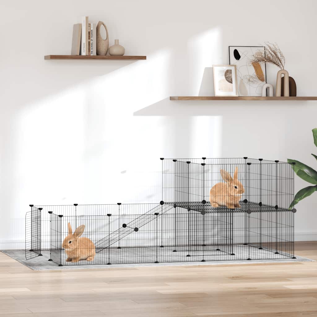 Vidaxl Pets Cage con puerta 36 paneles 35x35 cm de acero negro
