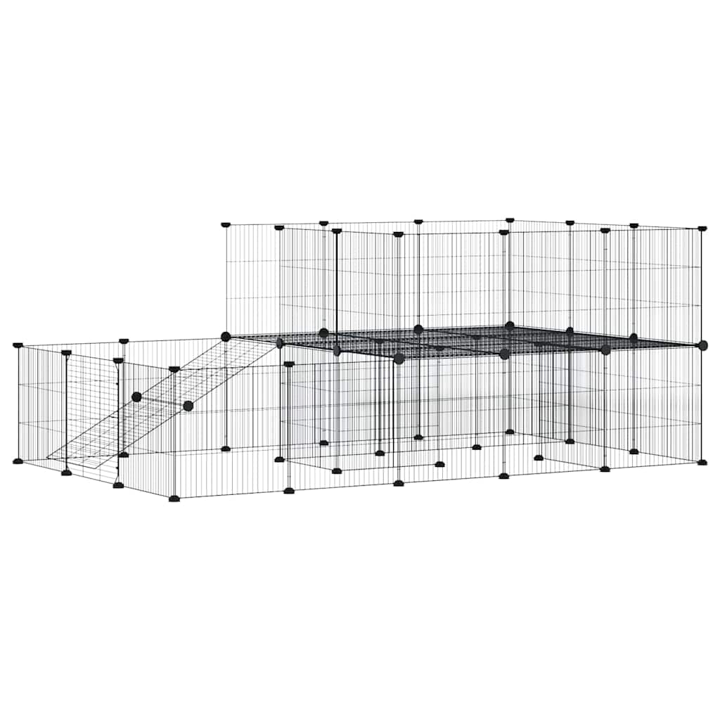Vidaxl PETS Gabbia con porta 44 pannelli 35x35 cm in acciaio nero