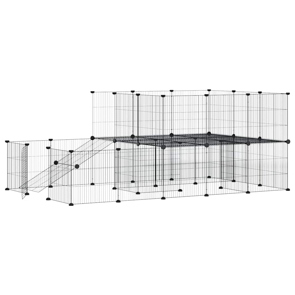 Vidaxl PETS Gabbia con porta 44 pannelli 35x35 cm in acciaio nero