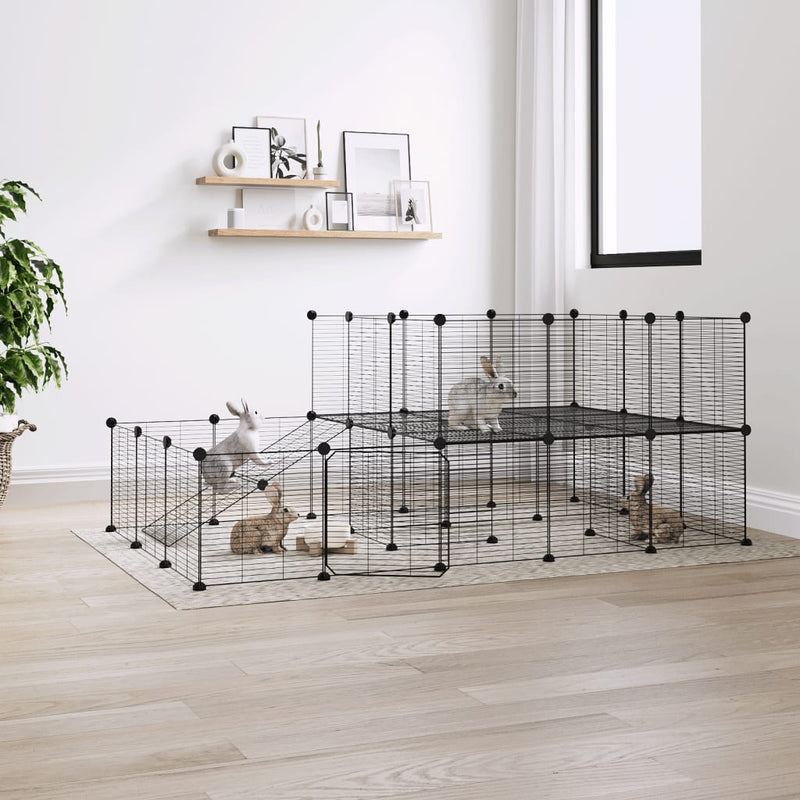 Vidaxl Pets Cage con puerta 44 paneles 35x35 cm de acero negro