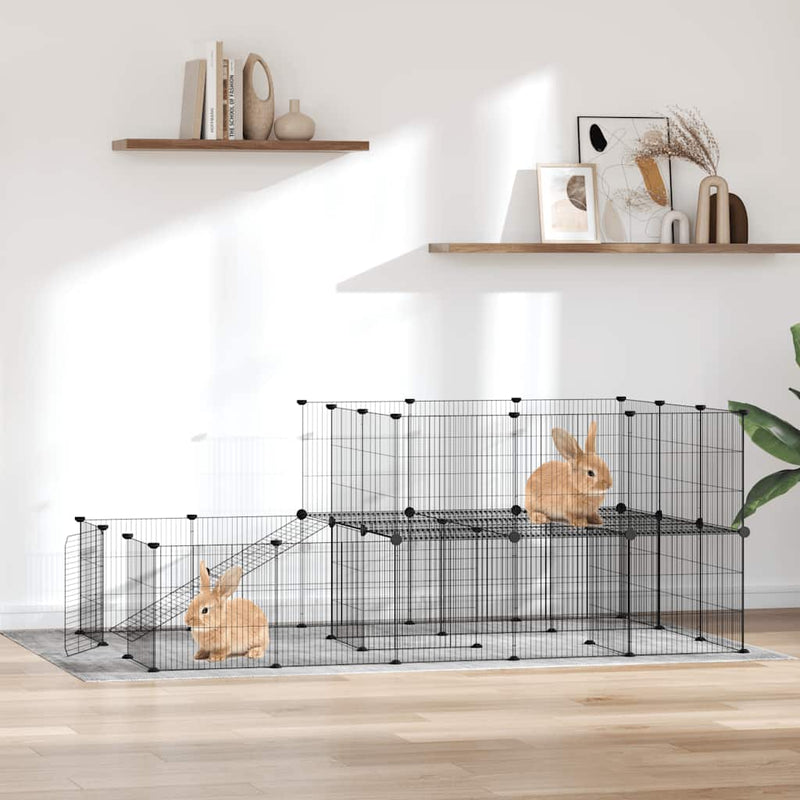 Vidaxl PETS Gabbia con porta 44 pannelli 35x35 cm in acciaio nero