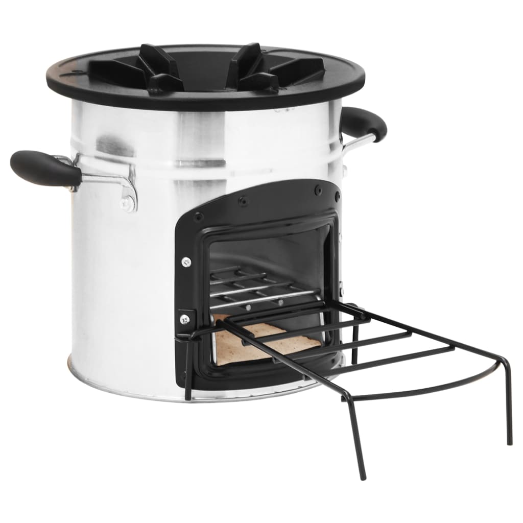 Vidaxl Camping Wood Stove 45.5x33x25.5 cm Color de plata inoxidable
