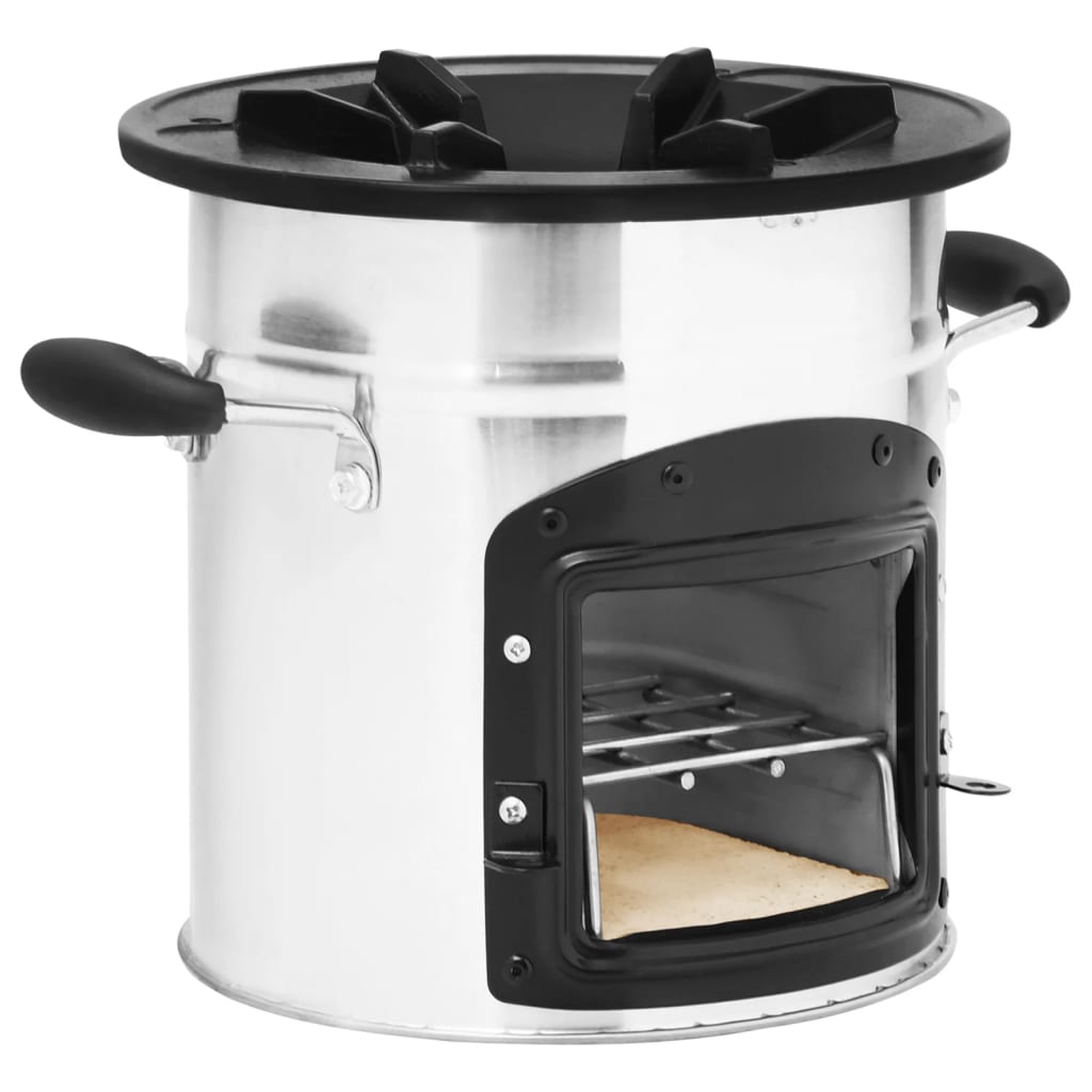 Vidaxl Camping Wood Stove 45.5x33x25.5 cm Color de plata inoxidable